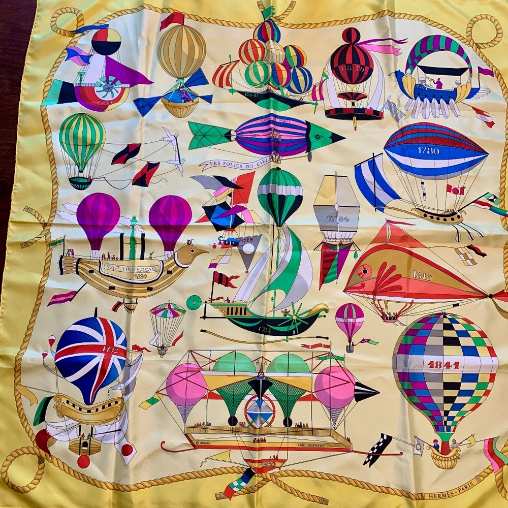 Hermes Les Folies Du Ciel silk scarf